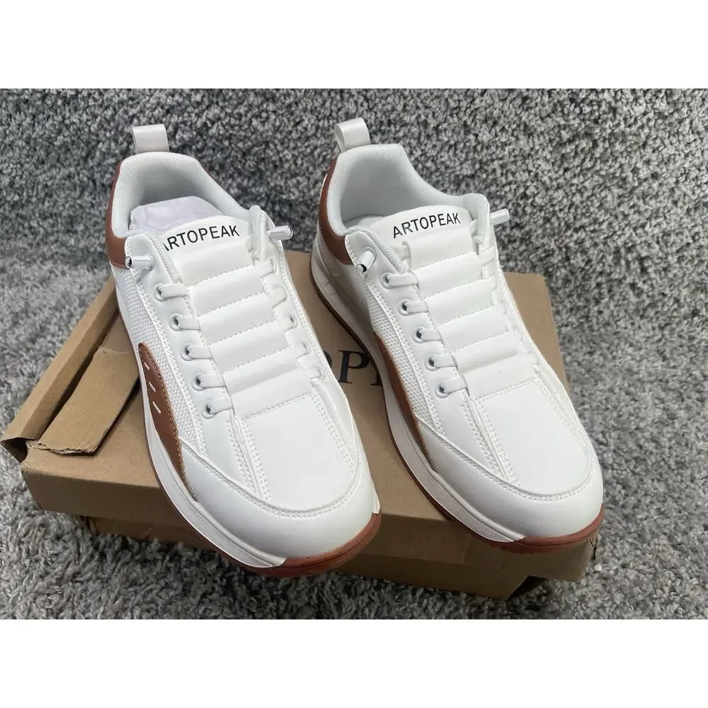 Mens Artopeak Breathable Knit Shoes Casual Walking Sneakers White Brown Size 10